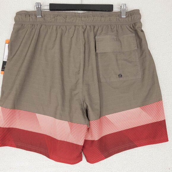 Spyder Swim Trunks Mens XXL 2XL Brown Red Striped Pockets Drawstring Retro - Picture 5 of 9